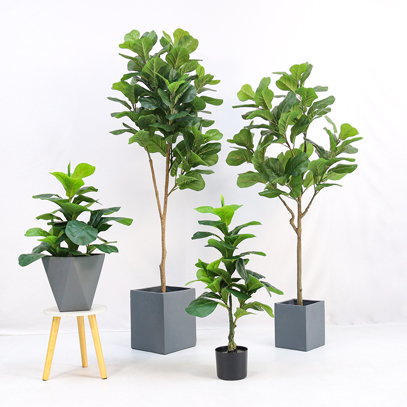 Ficus Lyrata Tree - 人工観葉植物、プラスチック製の鉢植え、フィドルリーフフィカス（Ficus lyrata） ​ オフィス、庭、家庭の装飾に最適な、本物そっくりの人工植物 F1450