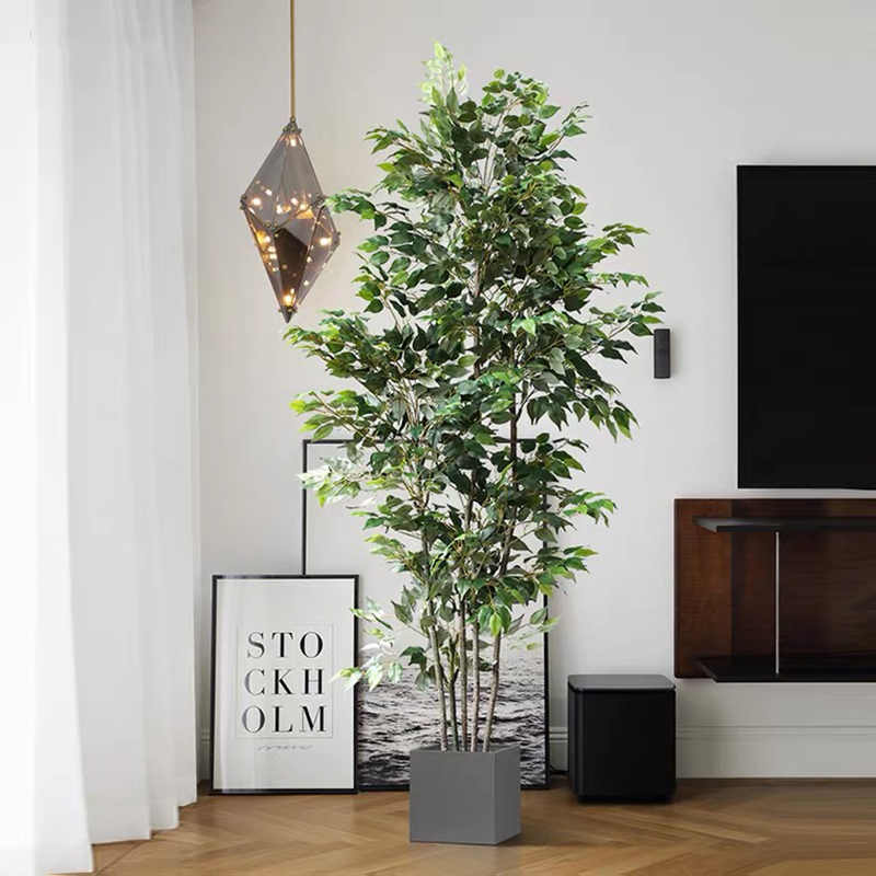 Ficus Lyrata Tree - 70インチ人工イチジクの木フェイクフロア植物プラスチックガジュマル葉シミュレーションツリーホームオフィス屋内屋外装飾