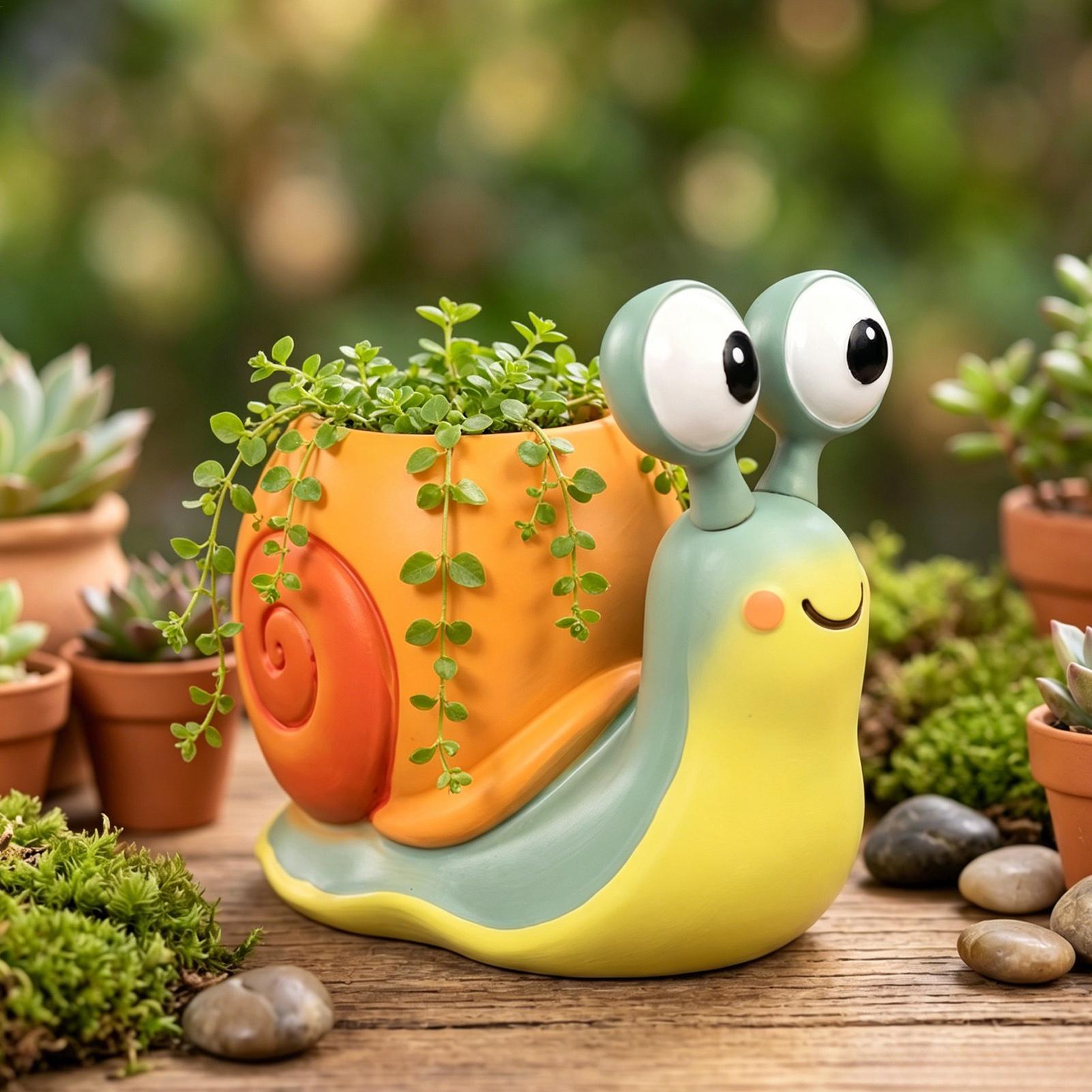 カタツムリ型フラワーポット カタツムリ型植木鉢 ペンホルダー - Echeveria Succulent のレビューと価格