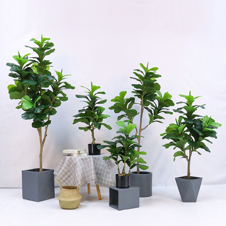 人工観葉植物、プラスチック製の鉢植え、フィドルリーフフィカス - Ficus Lyrata Tree のレビューと価格