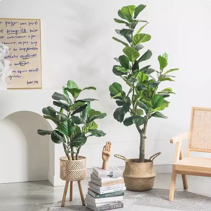人工観葉植物、プラスチック製の鉢植え、フィドルリーフフィカス - Ficus Lyrata Tree のレビューと価格