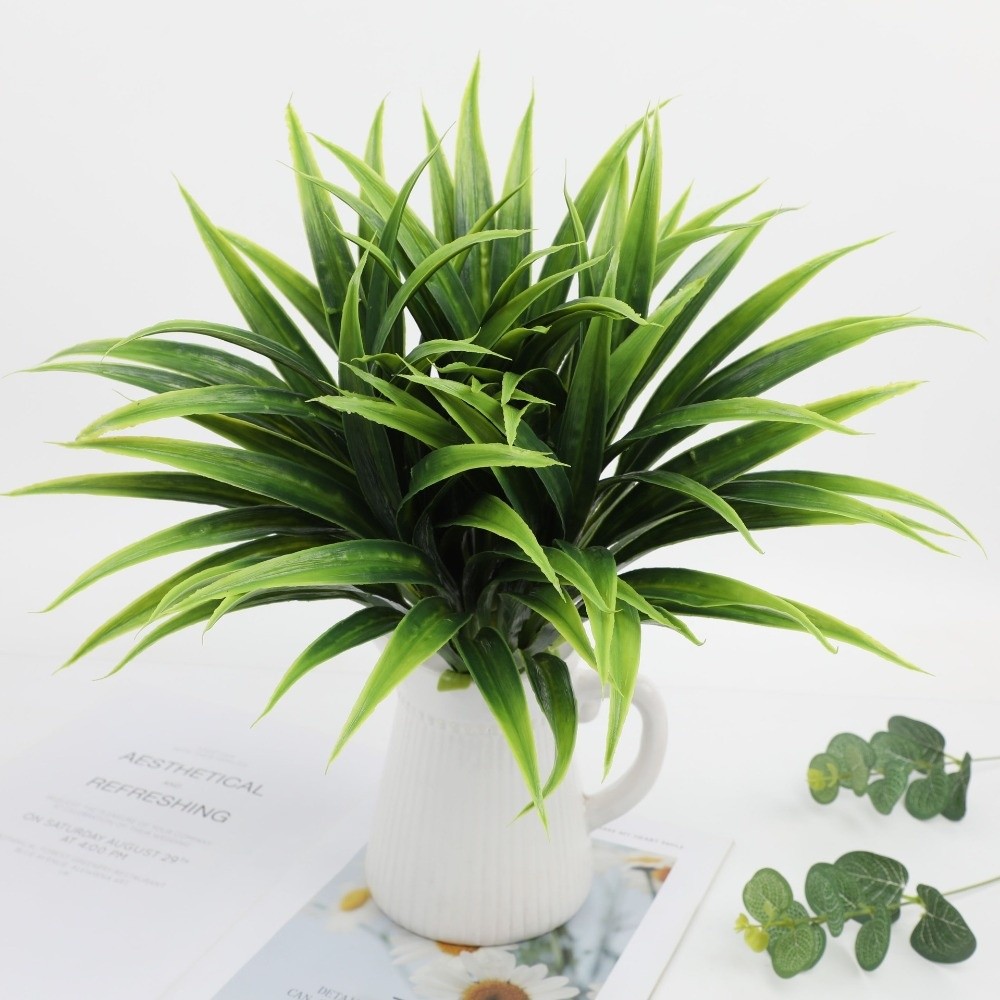 リアルな42cm人工蘭の葉DIYプラスチック製人工グラジオラ - Spider Plant Hanging のレビューと価格