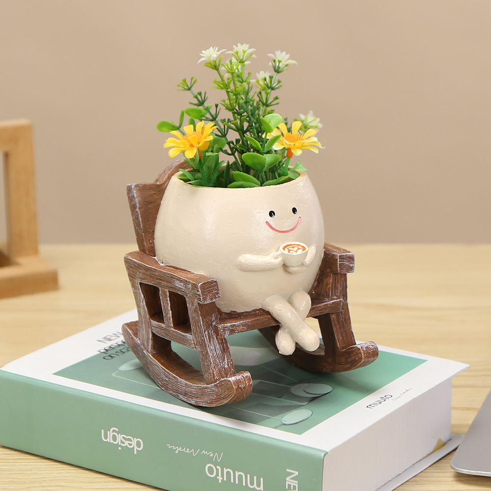 クリエイティブなロッキングチェア型/スイング型多肉植物鉢、フ - Echeveria Succulent のレビューと価格